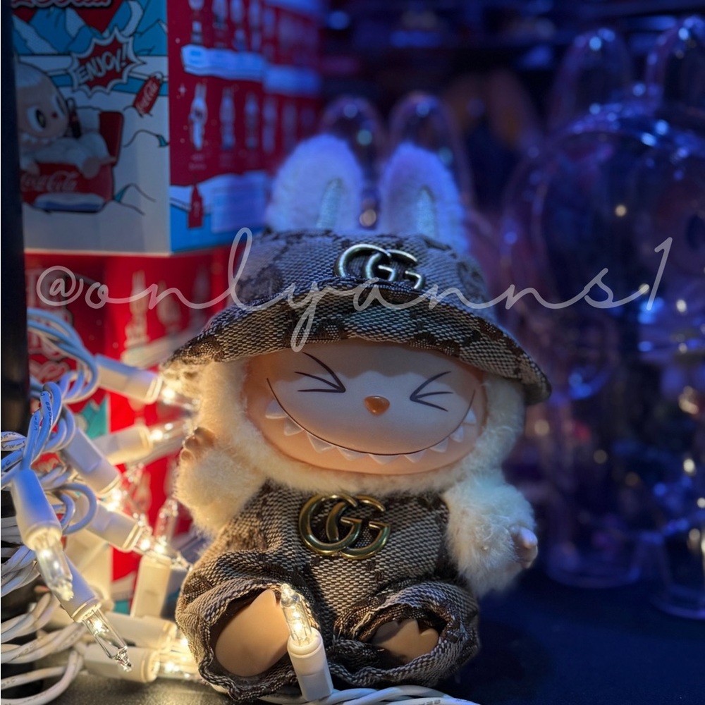 Labubu Clothes - Brown Gucci Overall with Hat